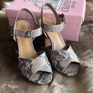 Crown Vintage Snake Print Heels
